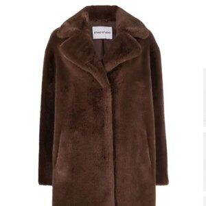 STAND STUDIO notched-collar faux-fur coat Size 32